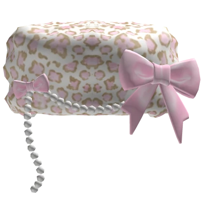 Pink Himegyraru Ushanka Leopard Bow with Pearls