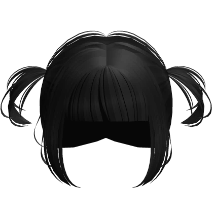 ♡ Black Short Wispy Anime Pigtail Hair