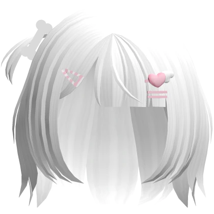 ♡ cutecore short side pigtail /w clip hair white