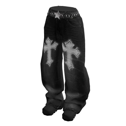 Emo Baggy Jeans Black