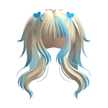 Blonde Long Wavy Cute Pigtails w/ Hearts - RBCs
