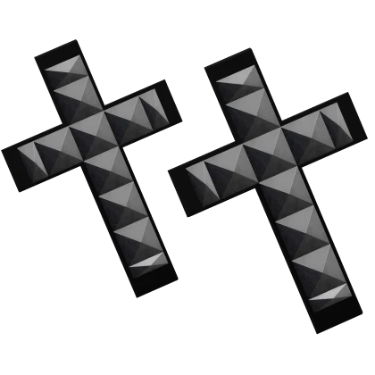 Emo Silver Cross Studded Hair Clips