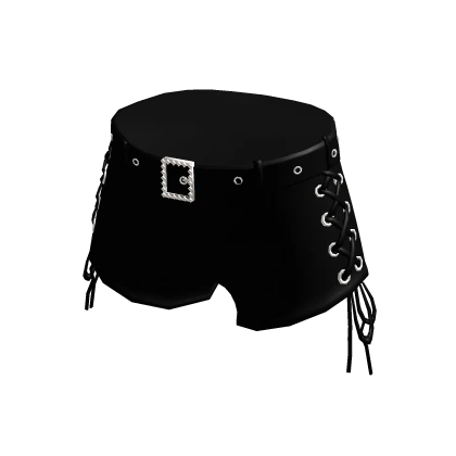 Black Leather Shorts with Belt