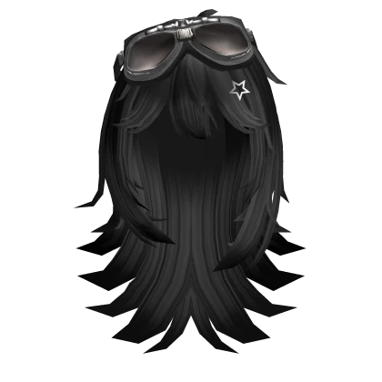♡ Emo Y2k Spiky Hair W/Goggles in Black