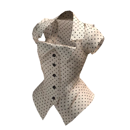 Cream Polka Dot Vkei Corset Blouse Button-up