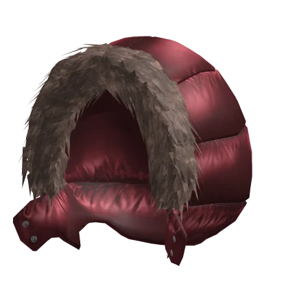 🧰Red Realistic Designer Puffer Hood w Fur🧰