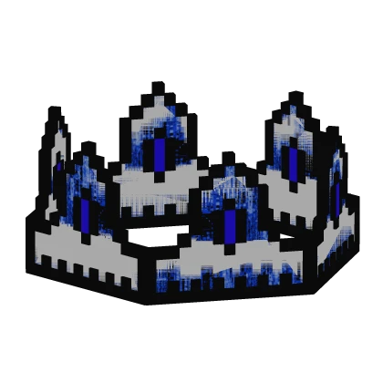 White Blue Animated Glitch 8-Bit Crown