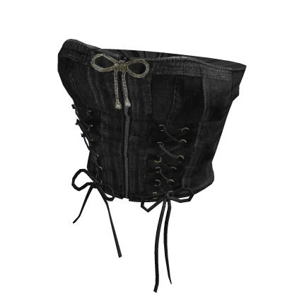 denim bow tie corset_TOP530_ black y2k