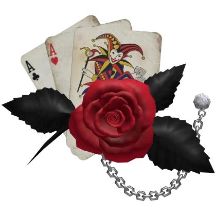 Gothic Red Rose Joker Playing Cards Lapel Pin 1.0