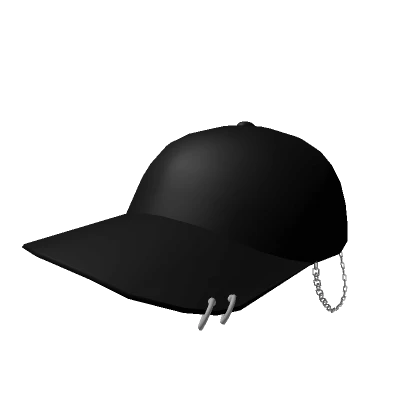 Y2K Black Fitted Cap With Chains