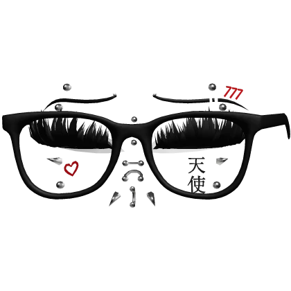 ♡ punk lashes w glasses + piercings + tattoos