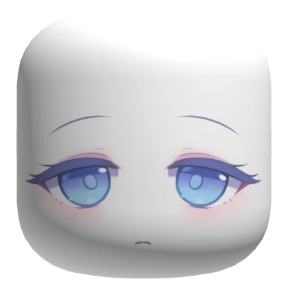 Softly Distant Cute Face With Blue Eyes - White