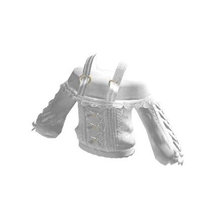 White Off the Shoulder Sweater with Bows