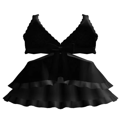 lace ruffled dress w bow black 3.0