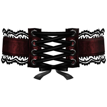 gothic laced choker w bow and lace red 3.0