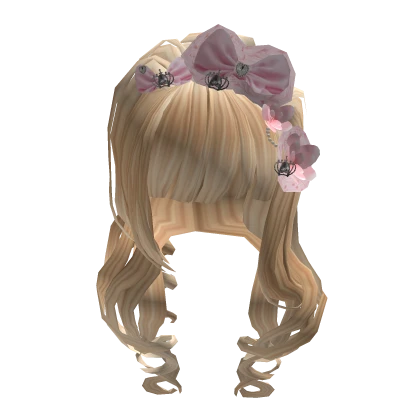 hime gyaru curls with pearls flowers and bows