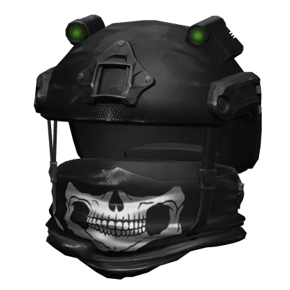 Tactical Black FAST Helmet w/ Skull Cowl Mask