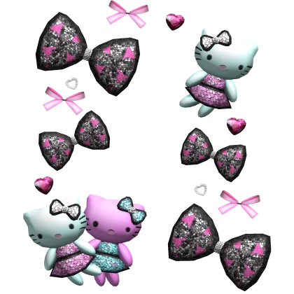 Pastel Goth Kitty Plushies Aura Charms Bows Gyaru