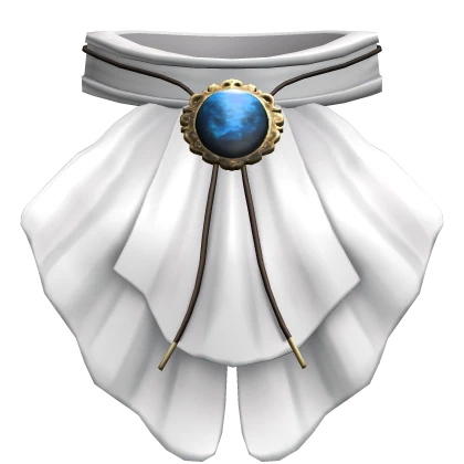 White Jabot Ruffle with a Blue Gem 3.0