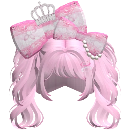Gyaru Cute Pastel Pink Messy Pigtails w Pink Bows