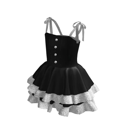 ♡ Ribbon Dress Cute - White Black ♡ 