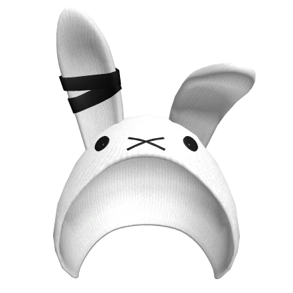 /( x . = )\ white cozy bandaged bunny hoodie