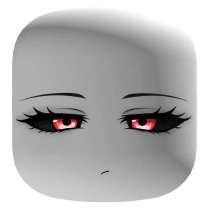 Pretty Demon Face With Red Glowing Eyes - White