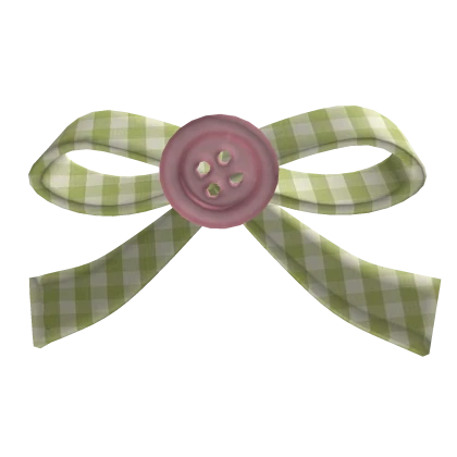 green plaid bow with pink button