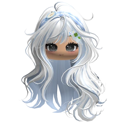 White & Blue Mori Kei Igari Hair w/ Cute Face 