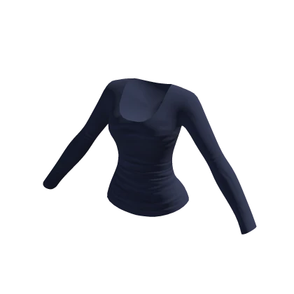 2000s Simple Long Sleeved Top | Navy Blue