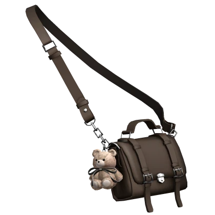 Brown Teddy Charm Satchel Bag