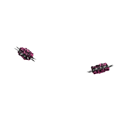 Scene Spiked Y2K Leopard Fur Cuffs in Pink