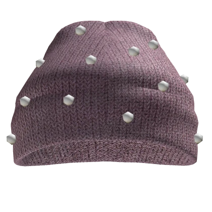 Pink Knit Beanie with Pearls
