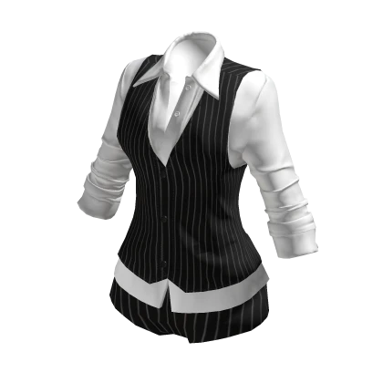 Y2K Office Siren Black Striped Suit Outfit