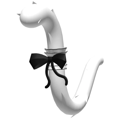 Cute White Maid Kitty Tail (Black Bow)