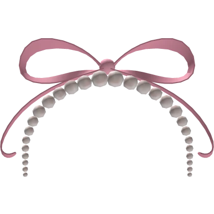 Headband Pink Ribbon Pearls Stylish Kawaii Chibi