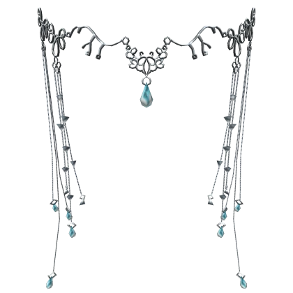 Blue Diamond Silver Fairy Elf Head Chain Tiara