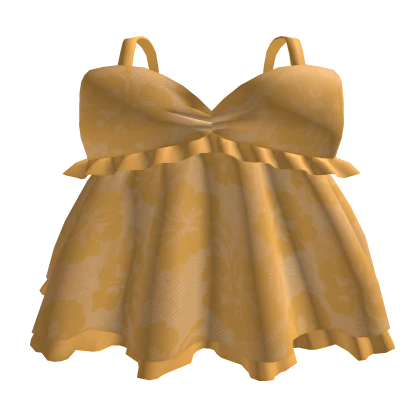 🧡 Preppy Gold Orange Hibiscus Summer Dress
