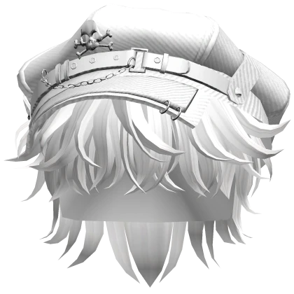White Messy Hair w/ Skull Punk Cap