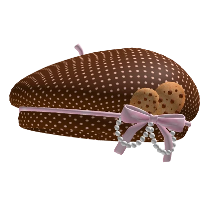 ♡ Pink & Brown Polka dot Cookie Beret ♡