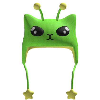 Green Cat Alien Galactic beanie 
