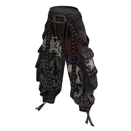 Goth Punk Y2K Cargo Pants w/ Belt & Straps