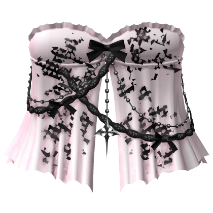 gothic split ruffle evade dress 3.0 pink and black