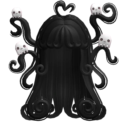 ♡ black swirly halloween hair with cute ghosts