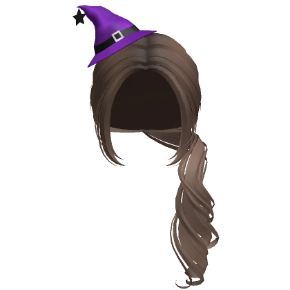 Soft Curled Ponytail w/ Witch Hat (Brown)