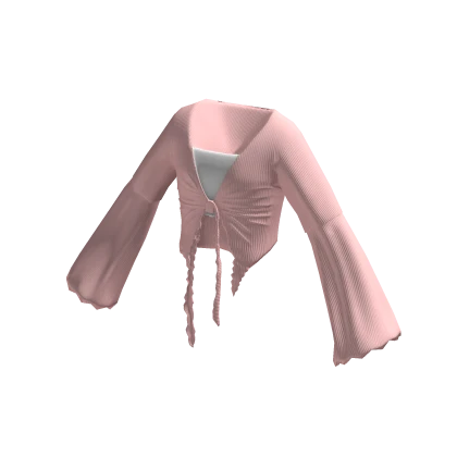 Wavy Ruffle Tied Top Pastel Pink
