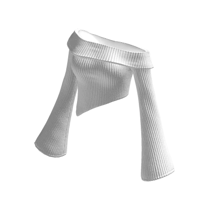 Sweater White Crop Asymmetrical Off Shoulder Warm