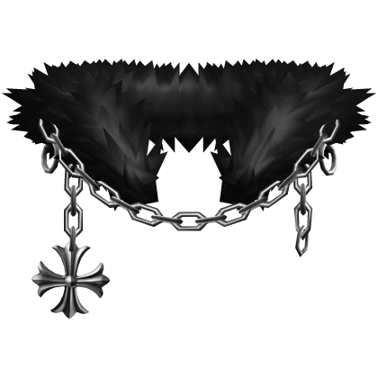 Dark Black Light Chained Chrome Pendant Neck Fur