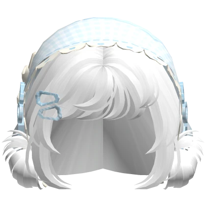 White Messy Buns W/ Mori Kei Blue Bonnet