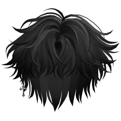 Black Messy Middle Part Hair w/ Earring